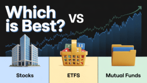 Stocks vs ETFs vs Mutual Funds comparison chart showing diversification benefits for investors