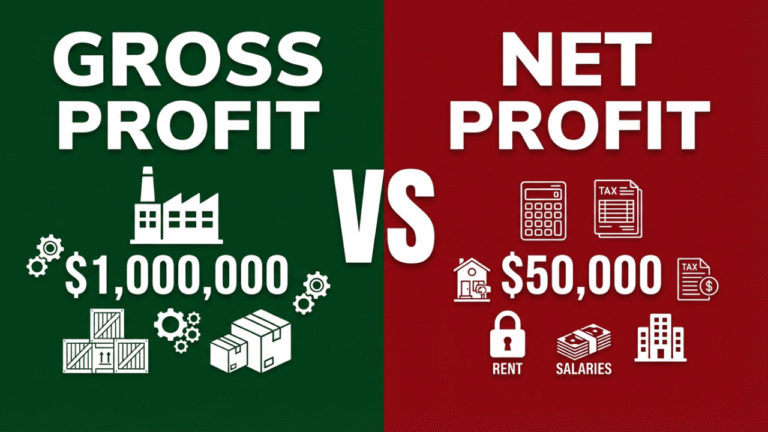gross profit vs net profit difference explanation business owner calculating margins financial statement